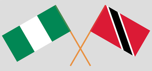 Crossed flags of Nigeria and Trinidad and Tobago. Official colors. Correct proportion