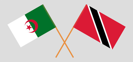 Crossed flags of Algeria and Trinidad and Tobago. Official colors. Correct proportion