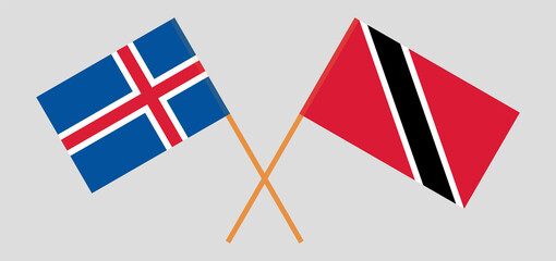 Crossed flags of Iceland and Trinidad and Tobago. Official colors. Correct proportion