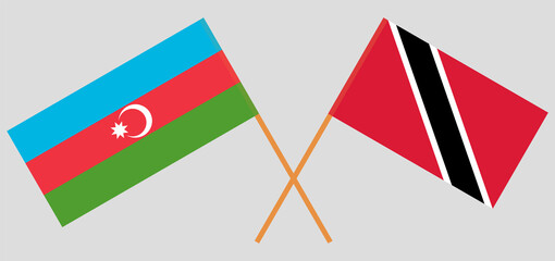 Crossed flags of Azerbaijan and Trinidad and Tobago. Official colors. Correct proportion