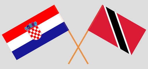 Crossed flags of Croatia and Trinidad and Tobago. Official colors. Correct proportion