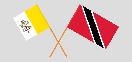 Crossed flags of Vatican and Trinidad and Tobago. Official colors. Correct proportion