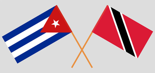 Crossed flags of Cuba and Trinidad and Tobago. Official colors. Correct proportion