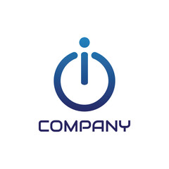 letter i and power button logo design