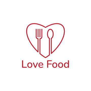 love heart food restaurant logo design