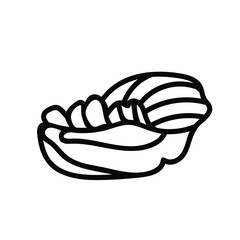 Vector simple illustration with Shell on white isolated background.Ocean,Summer underwater animal hand drawn in doodle style.Design for postcards,stickers,packages,social media,web,coloring.