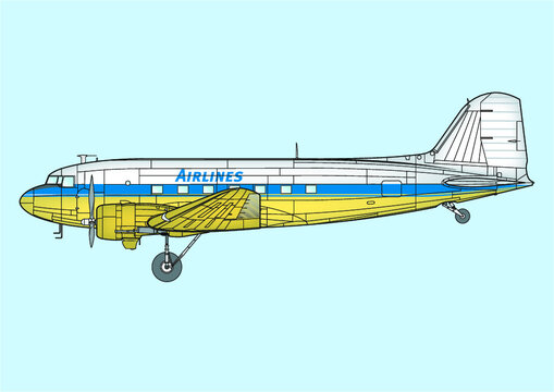 Zweimotoriges Passagierflugzeug DC-3