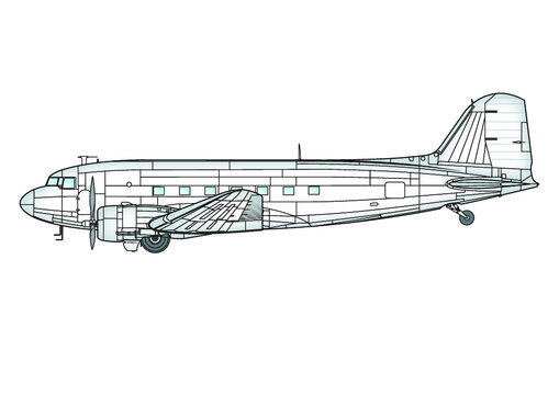 Zweimotoriges Transport- und Passagierflugzeug DC-3