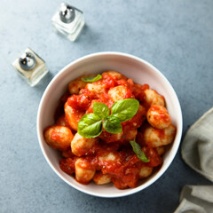 Homemade gnocchi with tomato sauce