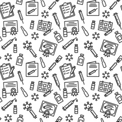 Seamless vector pattern with Vaccination. For fabric, paper, wrap, textile, poster, scrapbooking, wallpaper or background, for web site or mobile app