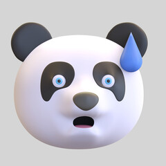 panic panda face emoticon cartoon 3d render illustration © nawaittgraph