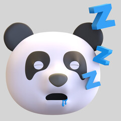 sleeping panda face emoticon cartoon 3d render illustration © nawaittgraph