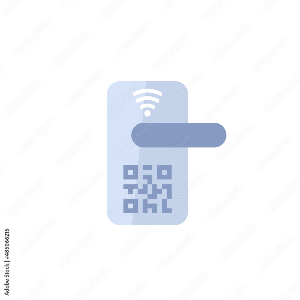 Poster smart door lock with qr code vector icon