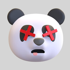 dead panda face emoticon cartoon 3d render illustration © nawaittgraph