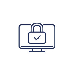 TV and lock line icon