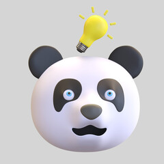 happy panda idea face emoticon cartoon 3d render illustration © nawaitgraph