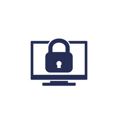 TV and lock icon on white