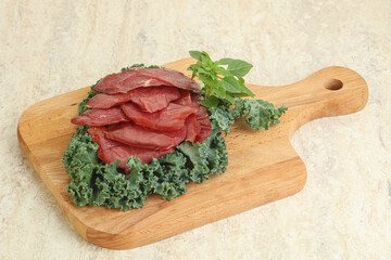 Sliced dried duck breast magret