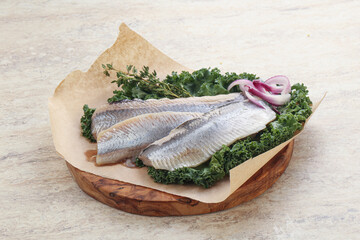Marinated Herring fillet with onion
