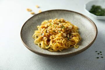 Instant noodles with peanut sauce