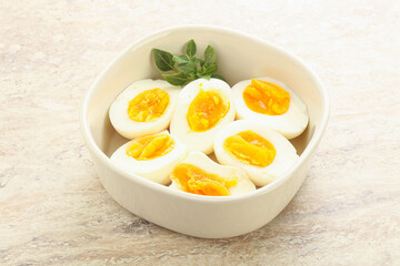 Boiled chicken egg for breakfast
