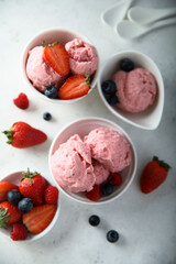 Homemade red berry ice cream