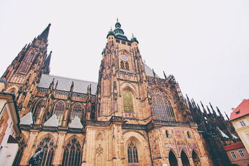 Naklejka na ściany i meble St. Vitus cathedral in Prague, Czech Republic. Prague old city architecture. Churches and cathedrals in Prague.