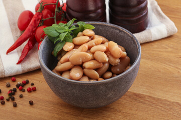 Whinte canned kidney beans in the bowl