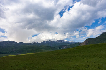 The high-mountain road to the tract of Jily-Su. Caucasus. Kabardino-Balkaria. Russia.