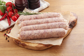Raw pork sausages for grill