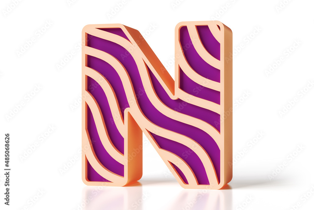 Poster 3d happy font letter n. graphic resource suitable for vibrant style greeting cards compositions and 