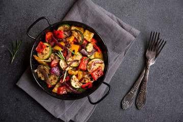 Grilled cooked assorted vegetables with herbs and spices