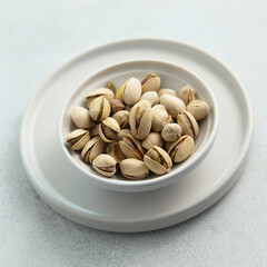 Organic pistachio in a white bowl