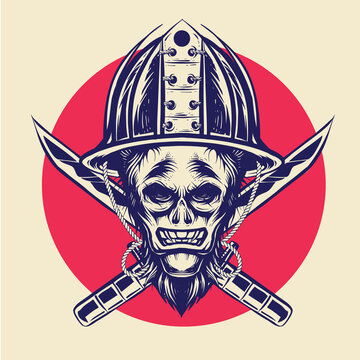 recommend clip art: vector caracter skull samurai