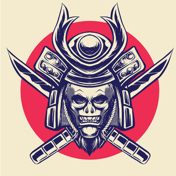 recommend clip art: vector caracter skull samurai