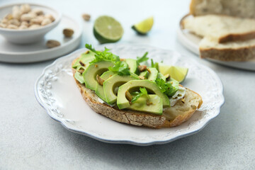 Healthy homemade avocado toast on a plate