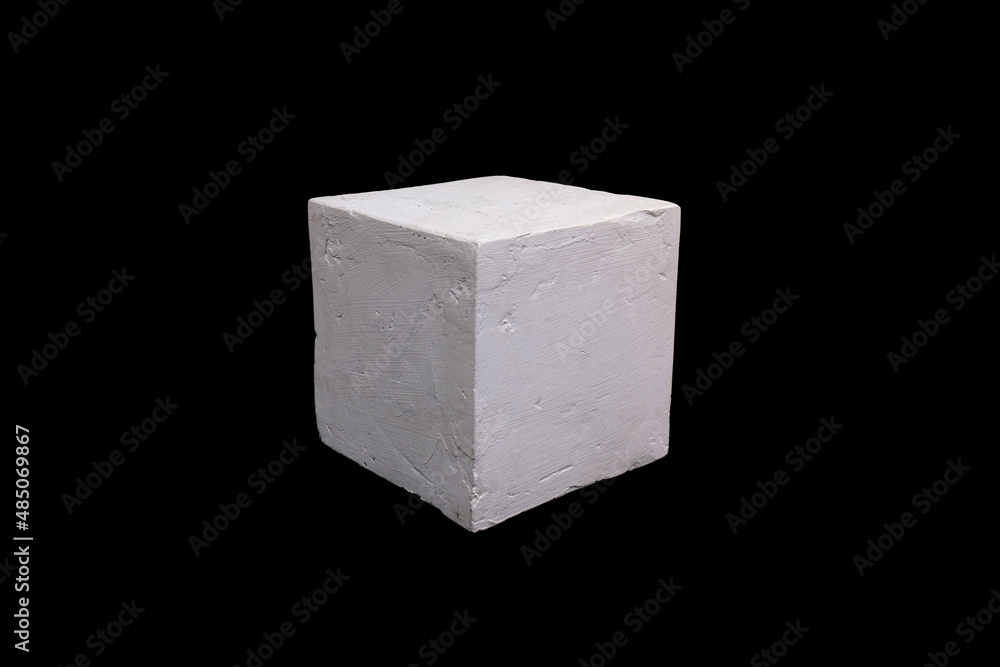 Poster white plaster square in isolation on a black background