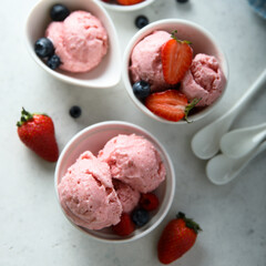 Homemade red berry ice cream
