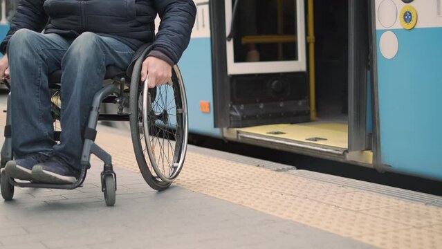 Person with a physical disability leaves public transport