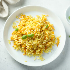 Homemade vegetarian rice with carrot