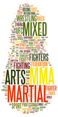 MMA - Mixed martial arts - Fighters and ultimate fight cage concepts