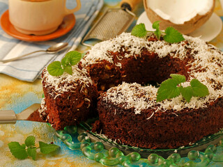 Tart with chocolate, walnuts and orange.