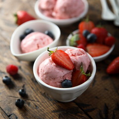 Homemade red berry ice cream