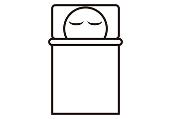 Icono negro de cama con persona durmiendo.