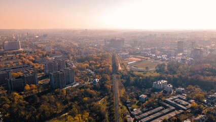 Fototapeta premium Landscape of City in fog, Lviv, Ukraine