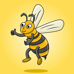 Flying yellow cute bee vector illustration
