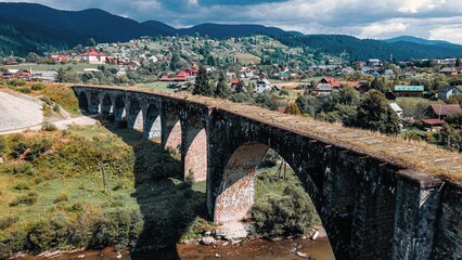 Old bridge in mountains - viaduct, Ukrainian Carpathians