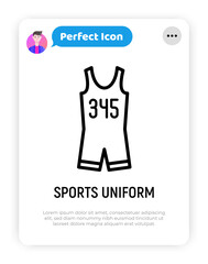 Sportswear for triathlon thin line icon. Sleeveless skinsuit. Modern vector illustration.