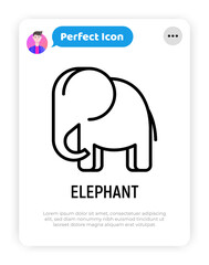 Cartoon elephant thin line icon. Modern vector illustration.