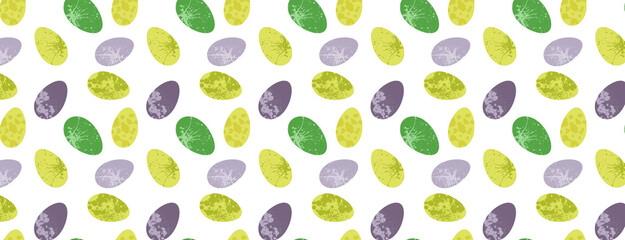 Happy Easter card seamless pattern with decorated Easter eggs Vector illustration flat design for invitations, prints, wrapping paper